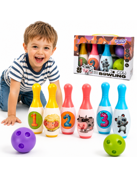 WOOPIE Bowling for Children Animals and Numbers 8 pieces - Joy in the Game