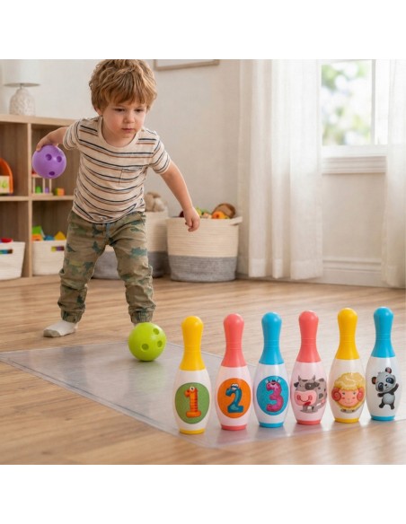 WOOPIE Bowling for Children Animals and Numbers 8 pieces - Joy in the Game