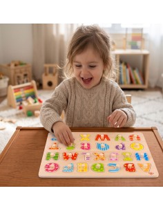 Wooden Alphabet Puzzle with Handles Tooky Toy - Learning and Play 2