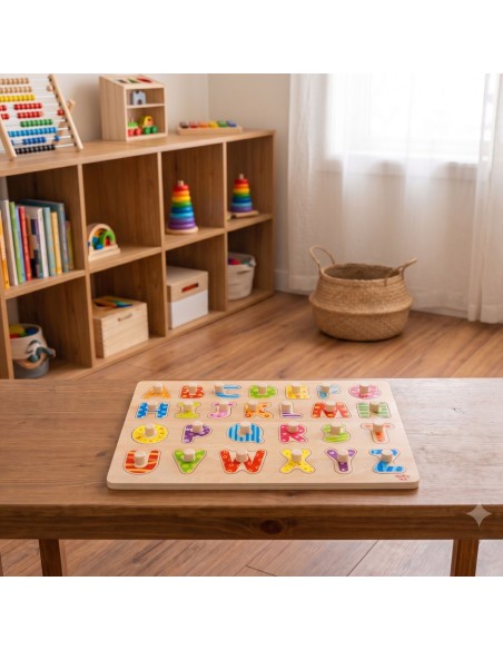 Wooden Alphabet Puzzle with Handles Tooky Toy - Learning and Play