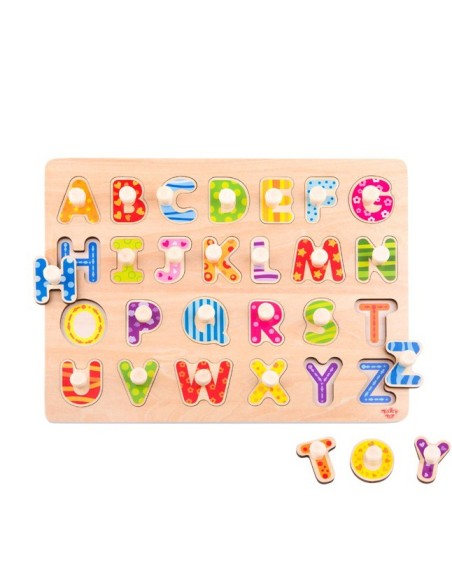 Wooden Alphabet Puzzle with Handles Tooky Toy - Learning and Play