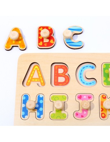 Wooden Alphabet Puzzle with Handles Tooky Toy - Learning and Play