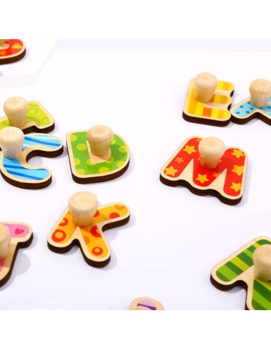 Wooden Alphabet Puzzle with Handles Tooky Toy - Learning and Play