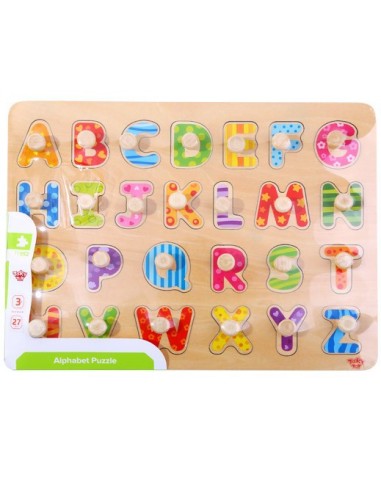 Wooden Alphabet Puzzle with Handles Tooky Toy - Learning and Play