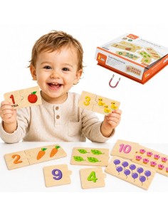 VIGA Wooden Puzzle Matching Numbers - Montessori Puzzle