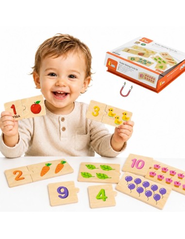 VIGA Wooden Puzzle Matching Numbers - Montessori Puzzle