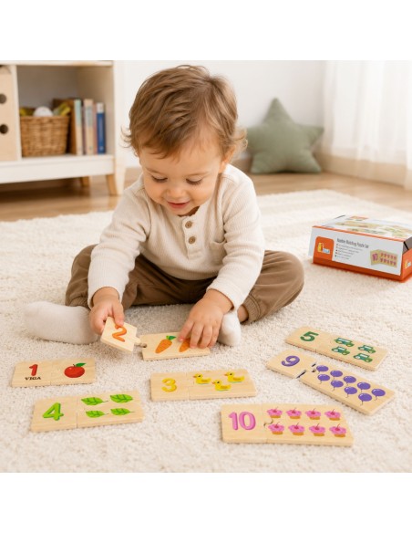 VIGA Wooden Puzzle Matching Numbers - Montessori Puzzle