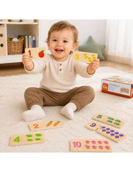 VIGA Wooden Puzzle Matching Numbers - Montessori Puzzle