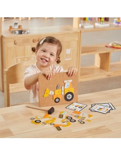 Kamštinė prieplaktukė statybinės transporto priemonės Viga – kūrybiškas Montessori rinkinys 2