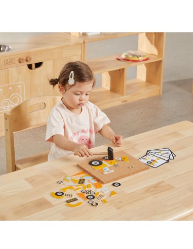 Przybijańka Korkowa Pojazdy Budowlane Viga-Kreatywny Zestaw Montessori