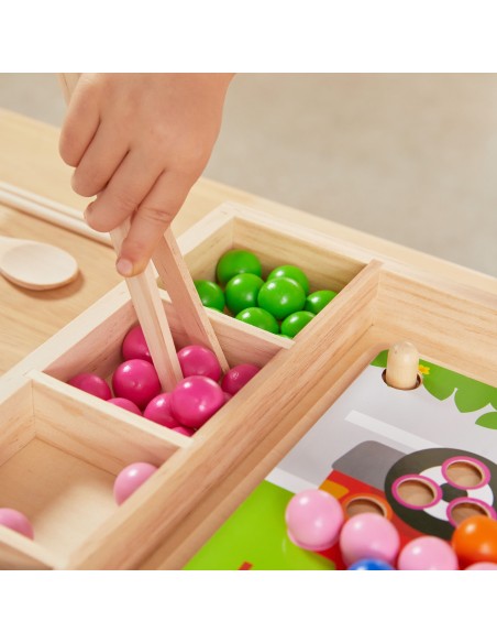 Drewniana Gra Kulki Złap i Dopasuj Układanka Montessori - Viga zabawa!