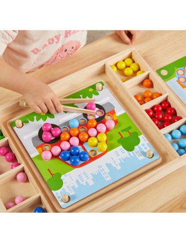 VIGA Wooden Ball Catch and Match Game - Montessori Puzzle