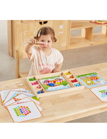 VIGA Wooden Ball Catch and Match Game - Montessori Puzzle