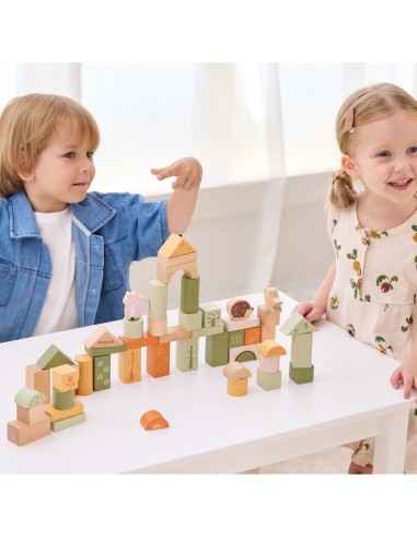 VIGA PolarB Montessori Wooden Blocks - Animals 50 pcs.