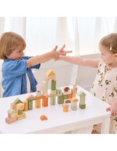 VIGA PolarB Montessori Wooden Blocks - Animals 50 pcs.