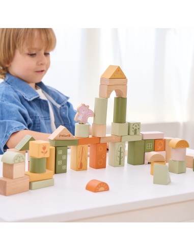 VIGA PolarB Montessori Wooden Blocks - Animals 50 pcs.