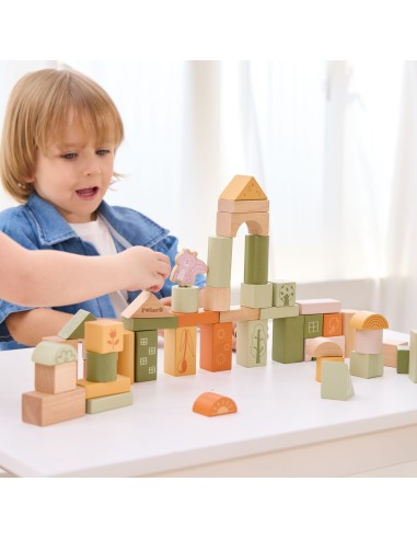 VIGA PolarB Montessori Wooden Blocks - Animals 50 pcs.