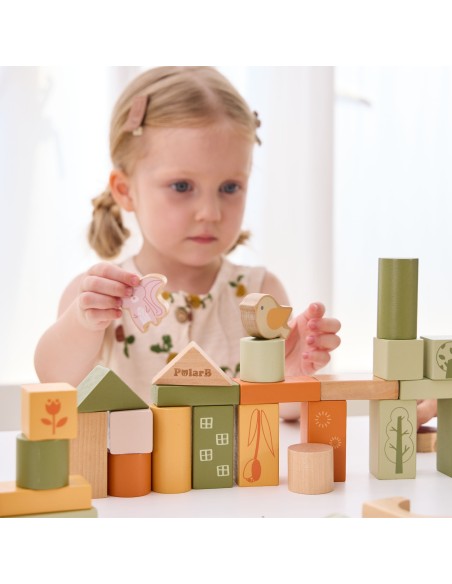 VIGA PolarB Montessori Wooden Blocks - Animals 50 pcs.