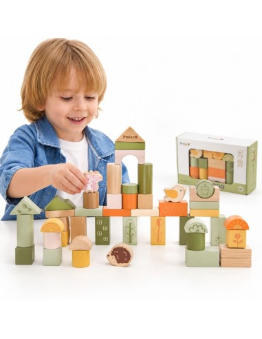 VIGA PolarB Montessori Wooden Blocks - Animals 50 pcs.