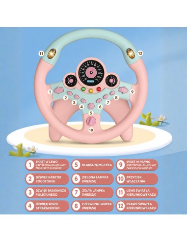 Interactive pink WOOPIE steering wheel - lights and sounds