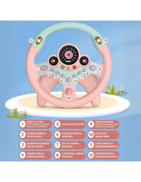 Interactive pink WOOPIE steering wheel - lights and sounds