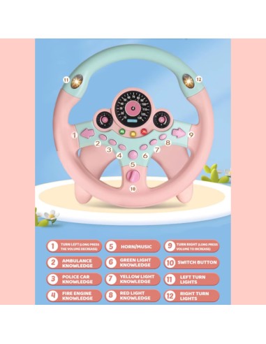 Interactive pink WOOPIE steering wheel - lights and sounds
