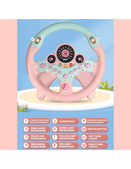 Interactive pink WOOPIE steering wheel - lights and sounds