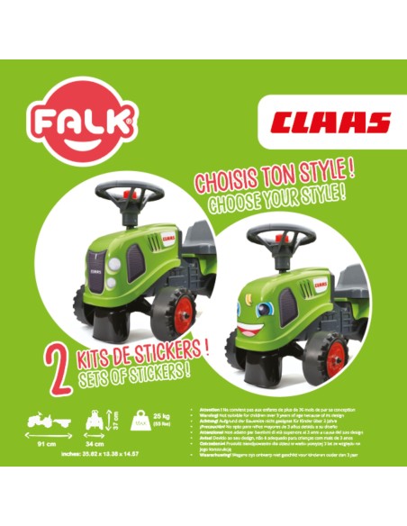 FALK Baby Claas Green Tractor with Trailer for Children 1+