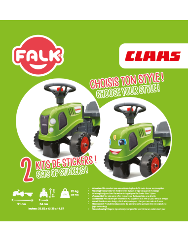 FALK Traktorek Baby Claas Zielony z Przyczepką dla Dzieci 1+