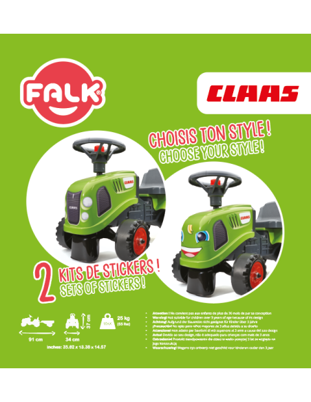 FALK Traktorek Baby Claas Zielony z Przyczepką dla Dzieci 1+