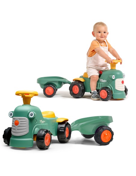 FALK traktoriukas „Baby Maurice“ žalias vintage su priekaba 1+