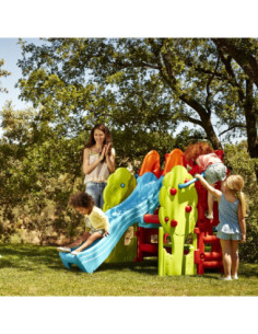 FEBER Plac zabaw ze zjeżdżalnią i stolikiem Wood House 2
