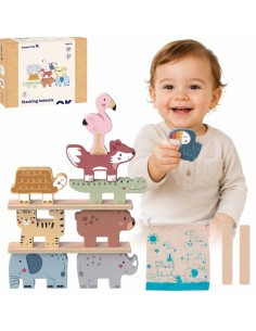 Wooden Animal Blocks Montessori TOOKY TOY - 9 pcs.