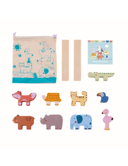 Wooden Animal Blocks Montessori TOOKY TOY - 9 pcs.