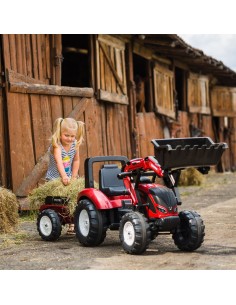 FALK Traktor Valtra Bordowy na Pedały z Przyczepką i Łyżką od 3 Lat 2