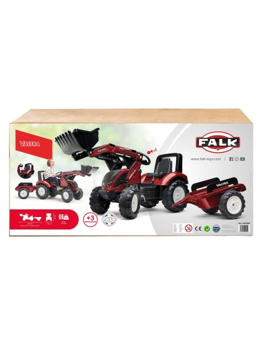 FALK Valtra Tractor Burgundy with Trailer and Bucket for 3+ years