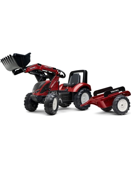 FALK Valtra Bordowy Traktor mit Anhänger und Schaufel für 3+ Jahre