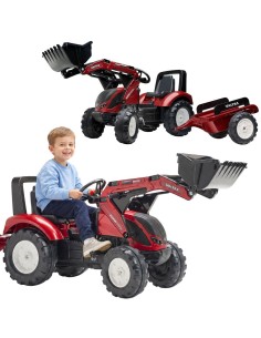 FALK Traktor Valtra Bordowy na Pedały z Przyczepką i Łyżką od 3 Lat 2