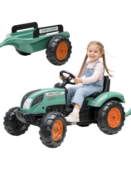 FALK Green Lander Tractor with Trailer for Children from 3 Years Old