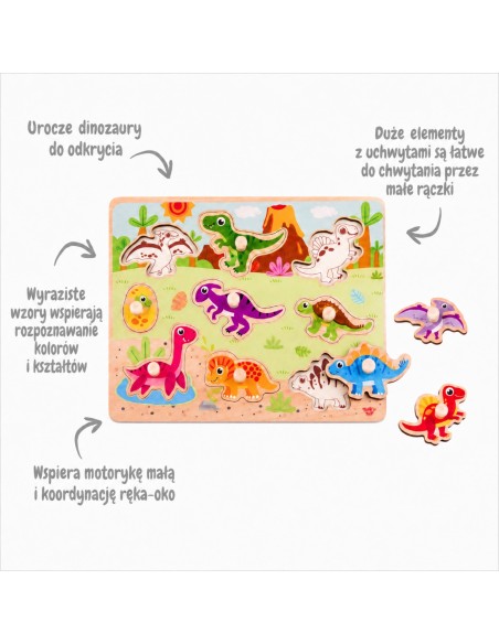Holzpuzzle Dinosaurier von Tooky Toy – Entwicklung des Kindes