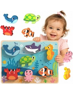 Montessori Sea World Wooden Puzzle Tooky Toy! for Children 12 months