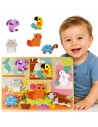 Medinės Montessori TOOKY TOY dėlionės – Gyvūnėliai namuose