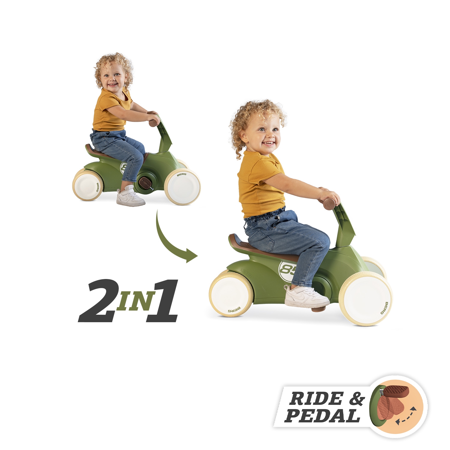 Go2 gokart jeździk rowerek 2w1 retro green