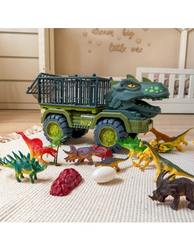 Dinozaurų sunkvežimis T‑Rex su figūrėlėmis – dinozaurų transporteris Woopie