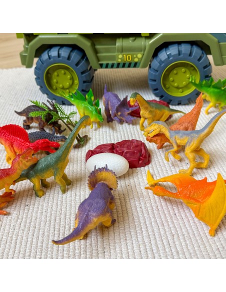 Dinozaurų sunkvežimis T‑Rex su figūrėlėmis – dinozaurų transporteris Woopie