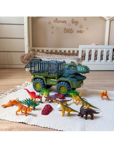 Dinozaurų sunkvežimis T‑Rex su figūrėlėmis – dinozaurų transporteris Woopie
