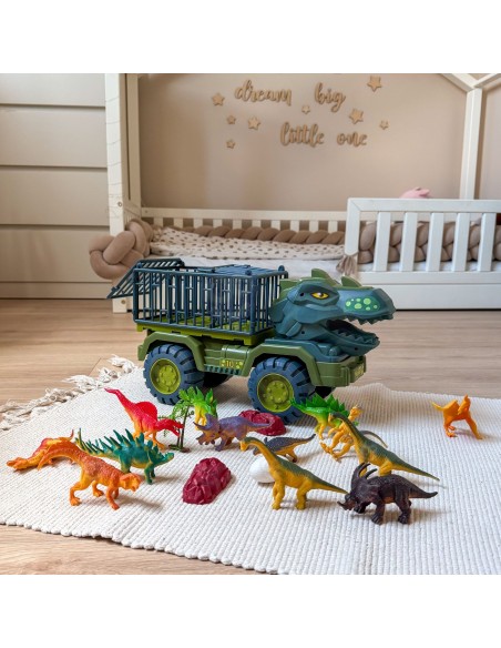 Dinozaurų sunkvežimis T‑Rex su figūrėlėmis – dinozaurų transporteris Woopie