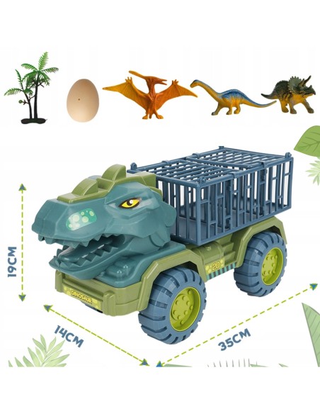 Dinozaurų sunkvežimis T‑Rex su figūrėlėmis – dinozaurų transporteris Woopie
