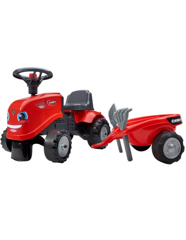 Vaikiškas paspirtukas traktoriukas Jeździk Baby Case IH su priekabėle vaikams nuo 12 mėnesių
