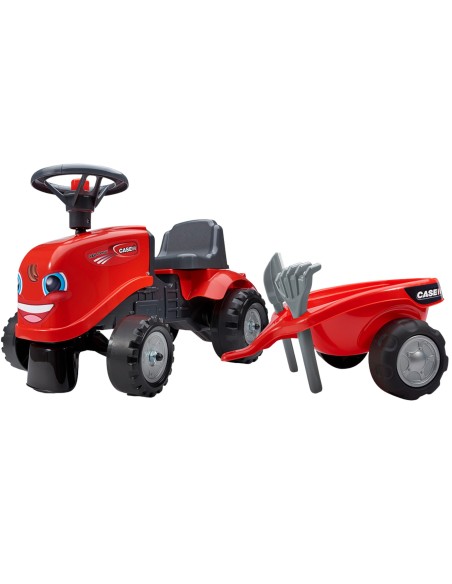 Vaikiškas paspirtukas traktoriukas Jeździk Baby Case IH su priekabėle vaikams nuo 12 mėnesių